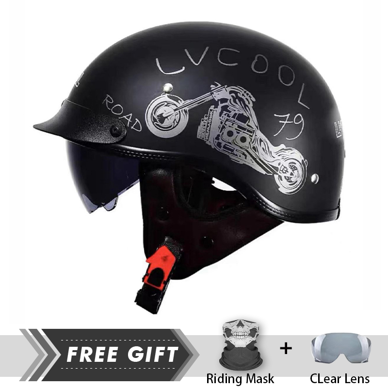 Men Women Half Face Helmet ABS - Motorcycle Gear In Store review and price