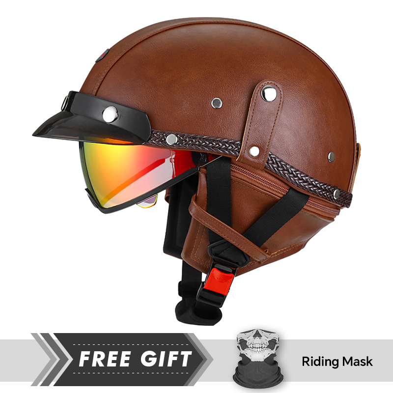 Adult Retro Half Face Helmet D - Motorcycle Gear In Store review and price